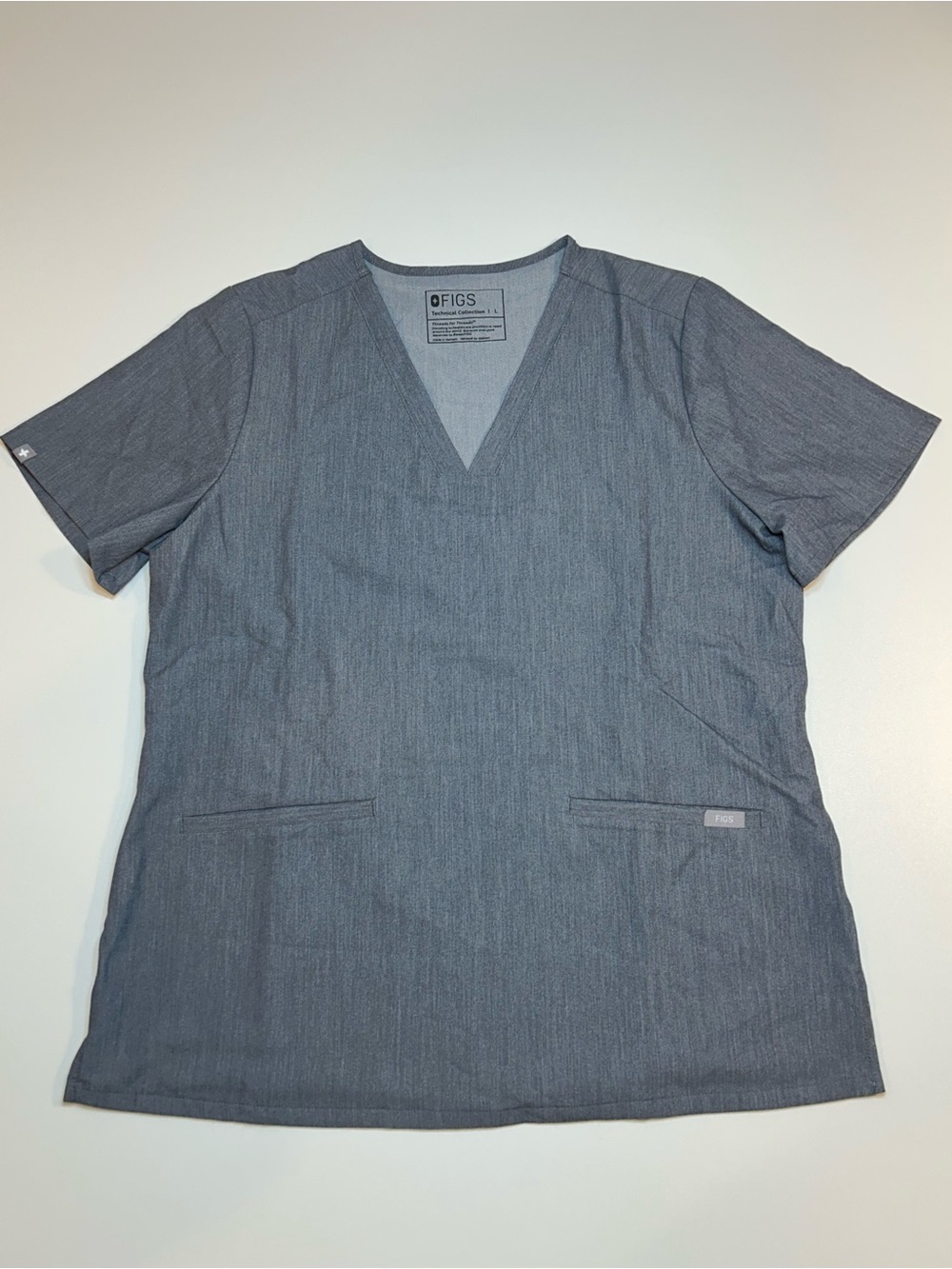 FIGS Technical Collection V-Neck Scrub Top Heather Charcoal Gray
